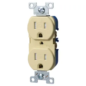 Eaton Wiring Devices TRBR15V-BXSP Duplex Receptacle, 2 -Pole, 15 A, 125 V, Back, Side Wiring, NEMA: 5-15R, Ivory