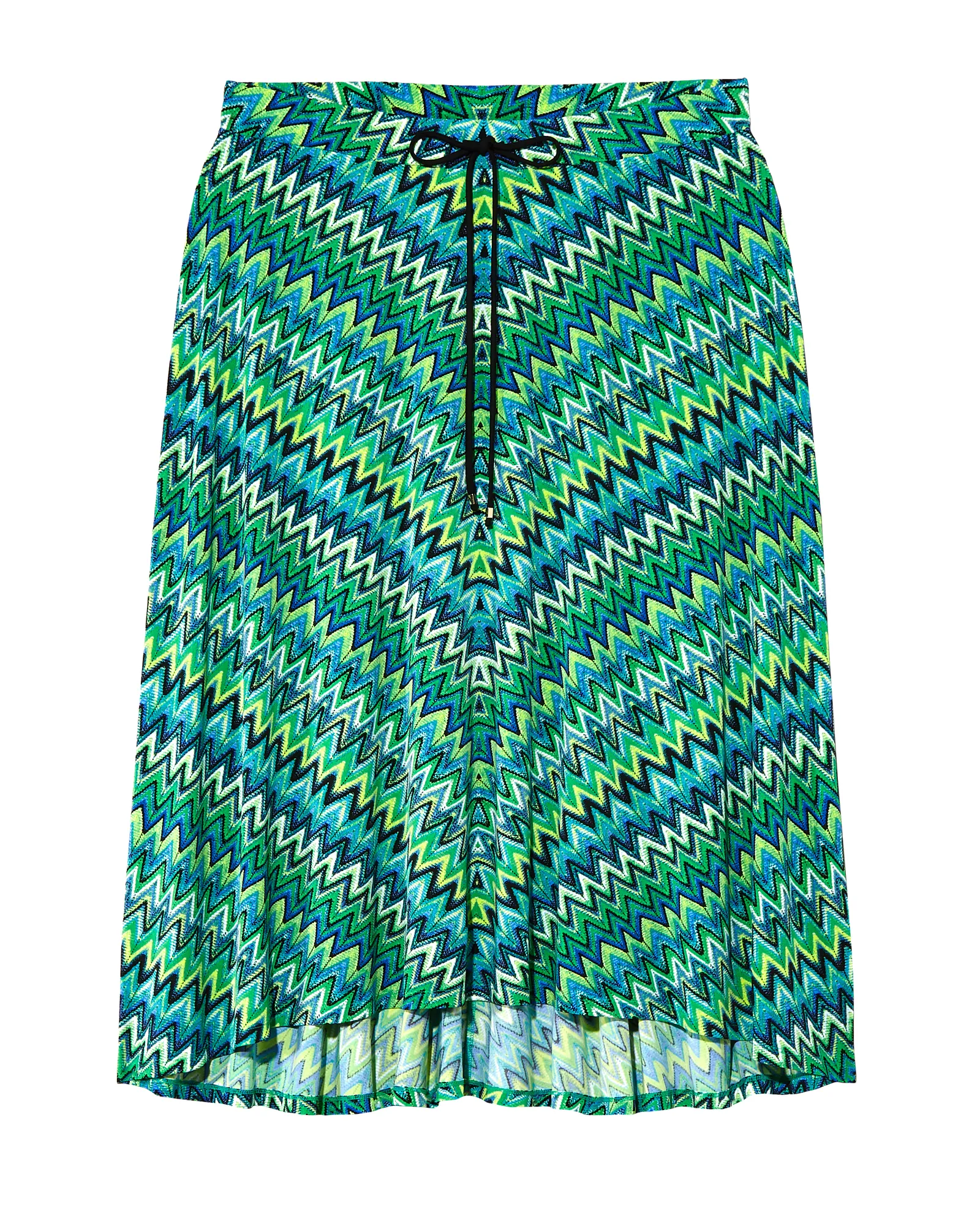 Eli Tie Front ITY Skirt | Kelly Green / Azure Blue