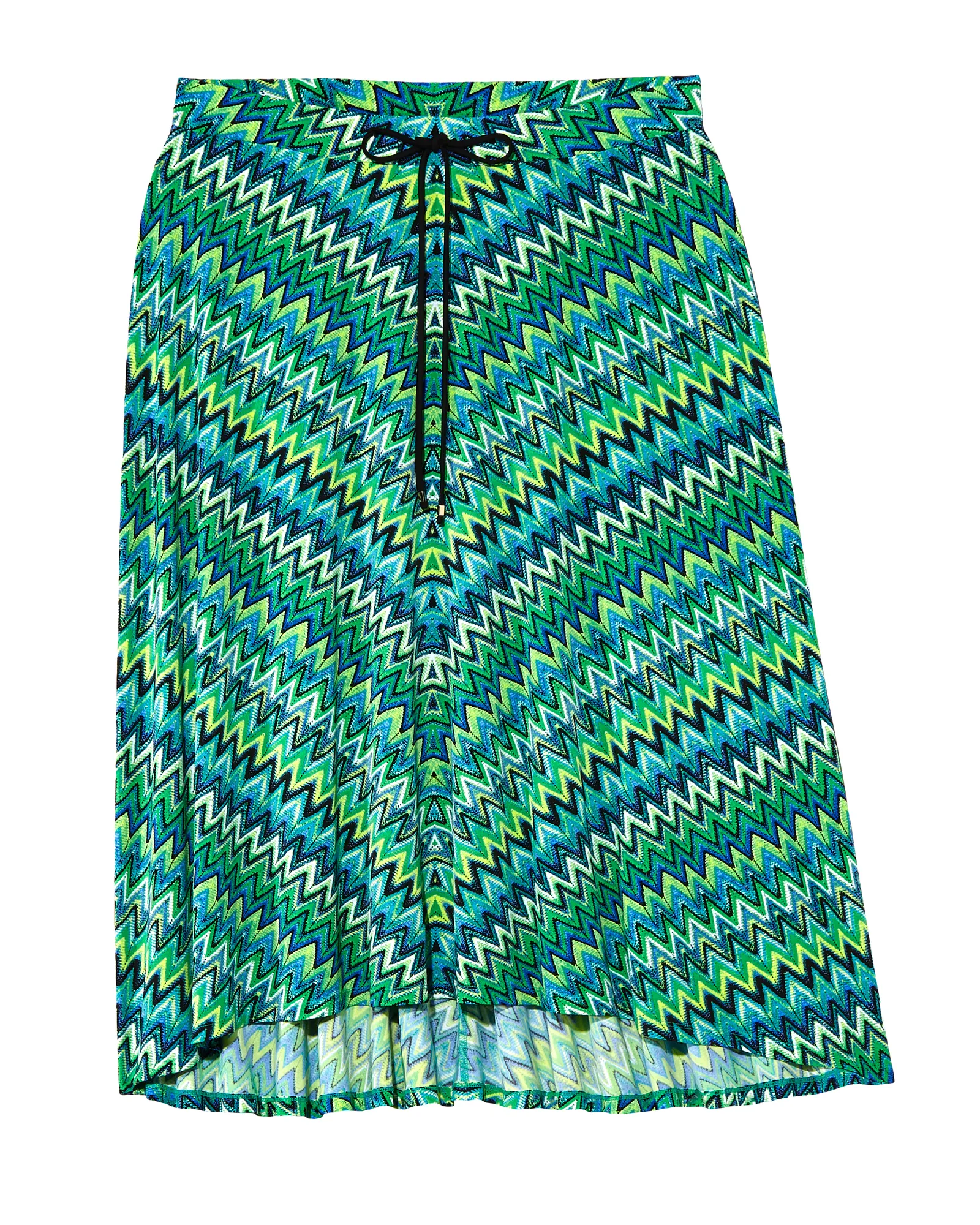 Eli Tie Front ITY Skirt | Kelly Green / Azure Blue