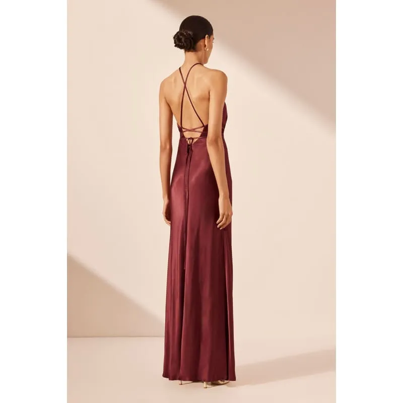 Elia Cross Back Halter Maxi Dress