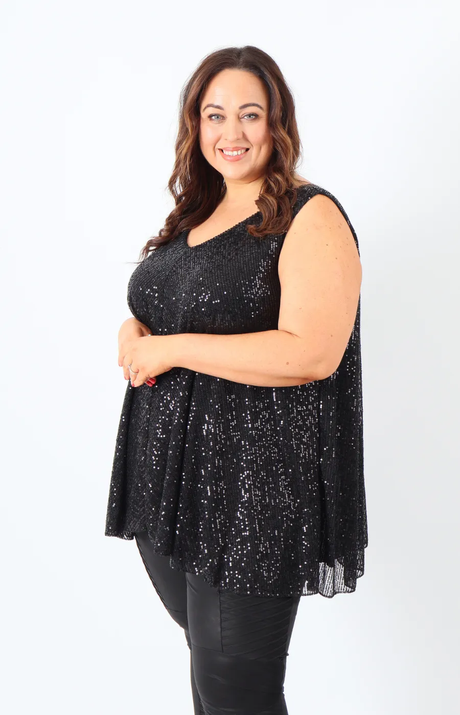 Elizabeth Sequin Vest Top in Black