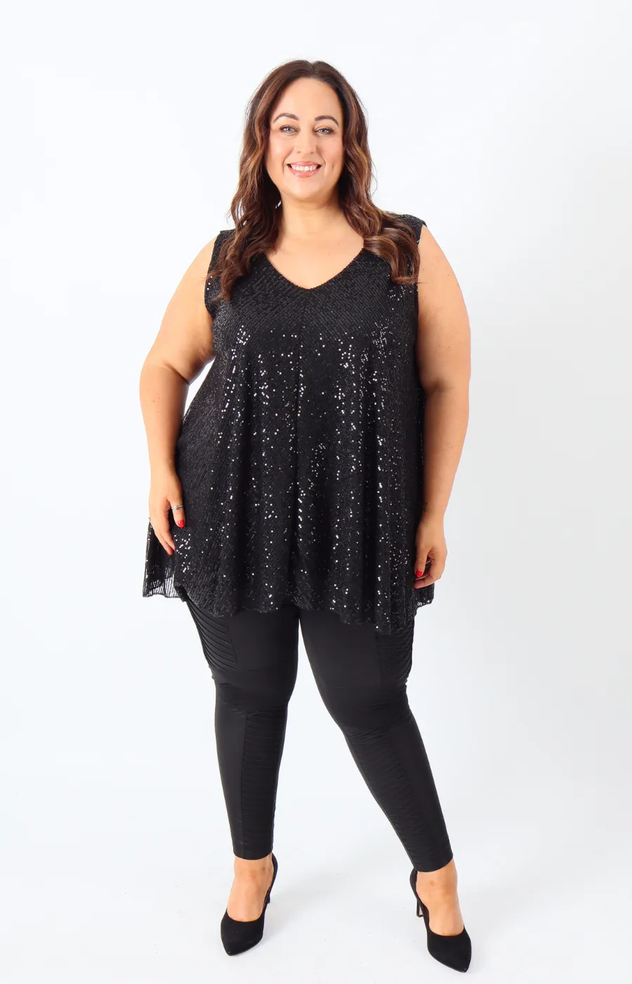 Elizabeth Sequin Vest Top in Black