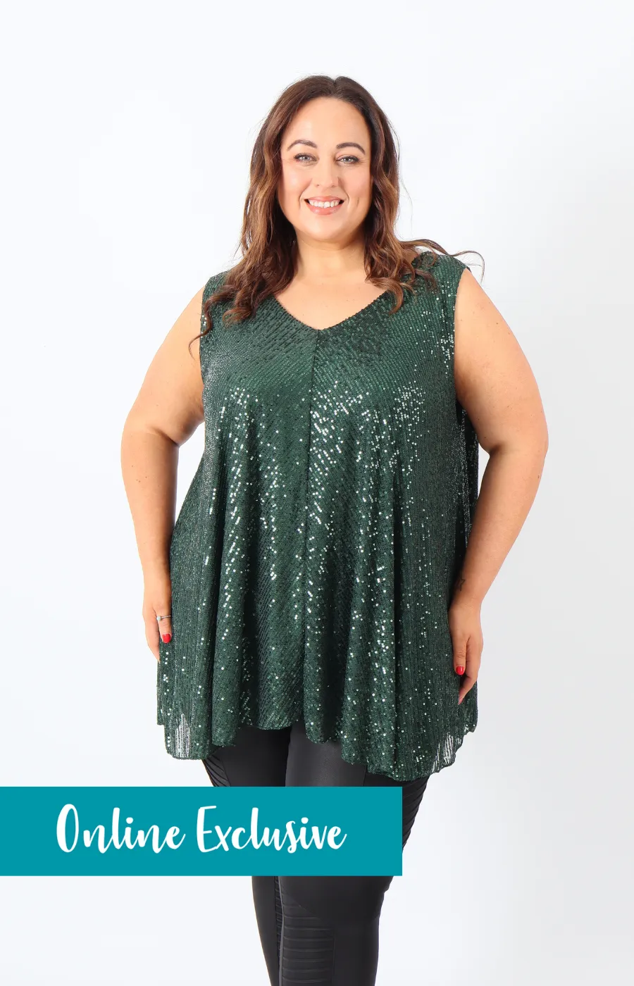 Elizabeth Sequin Vest Top in Green