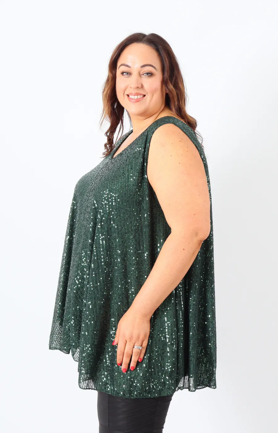 Elizabeth Sequin Vest Top in Green