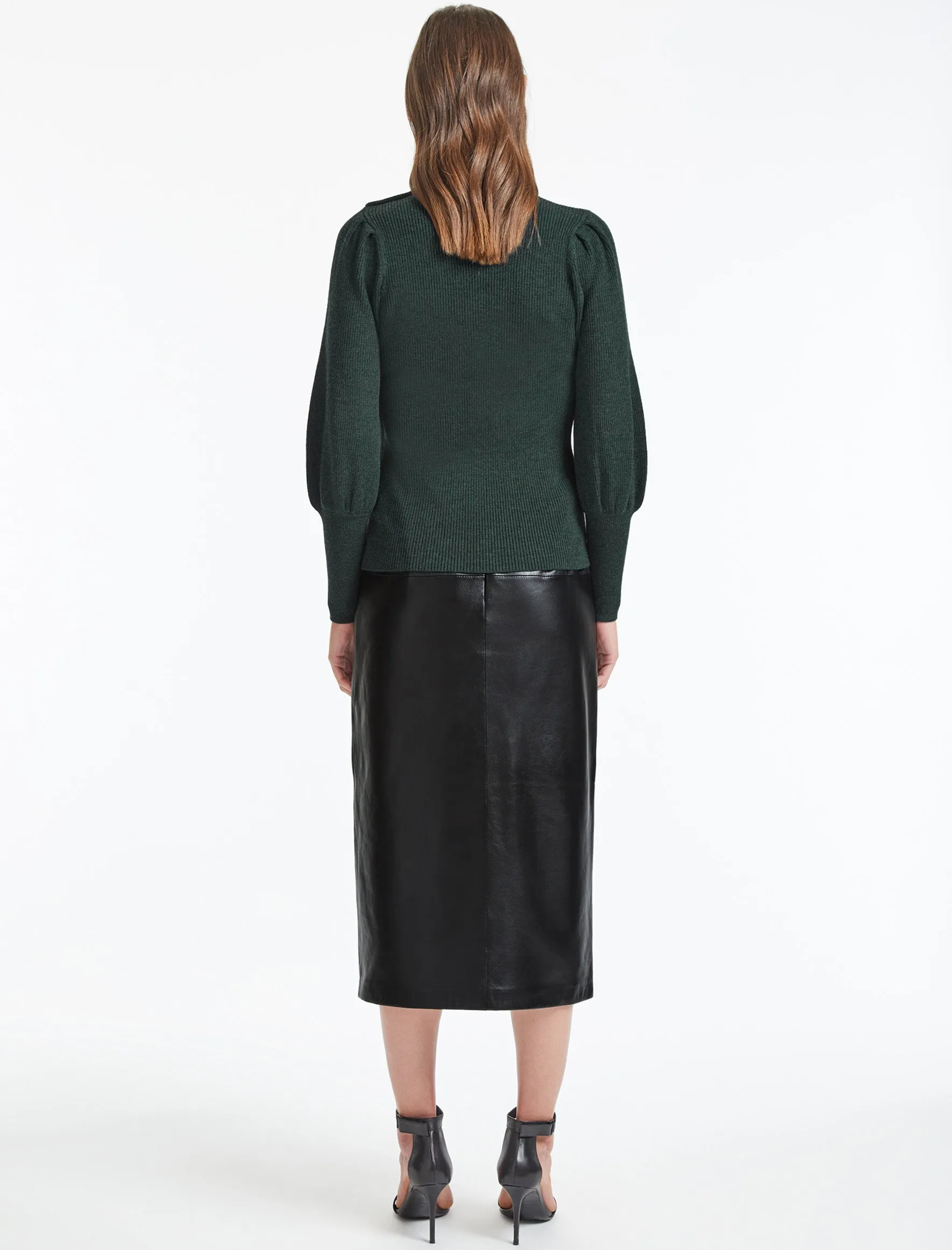 Eva Wool Funnel Neck Jumper - Dark Green