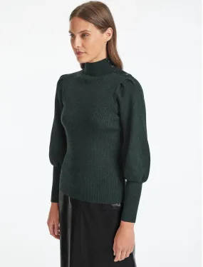 Eva Wool Funnel Neck Jumper - Dark Green