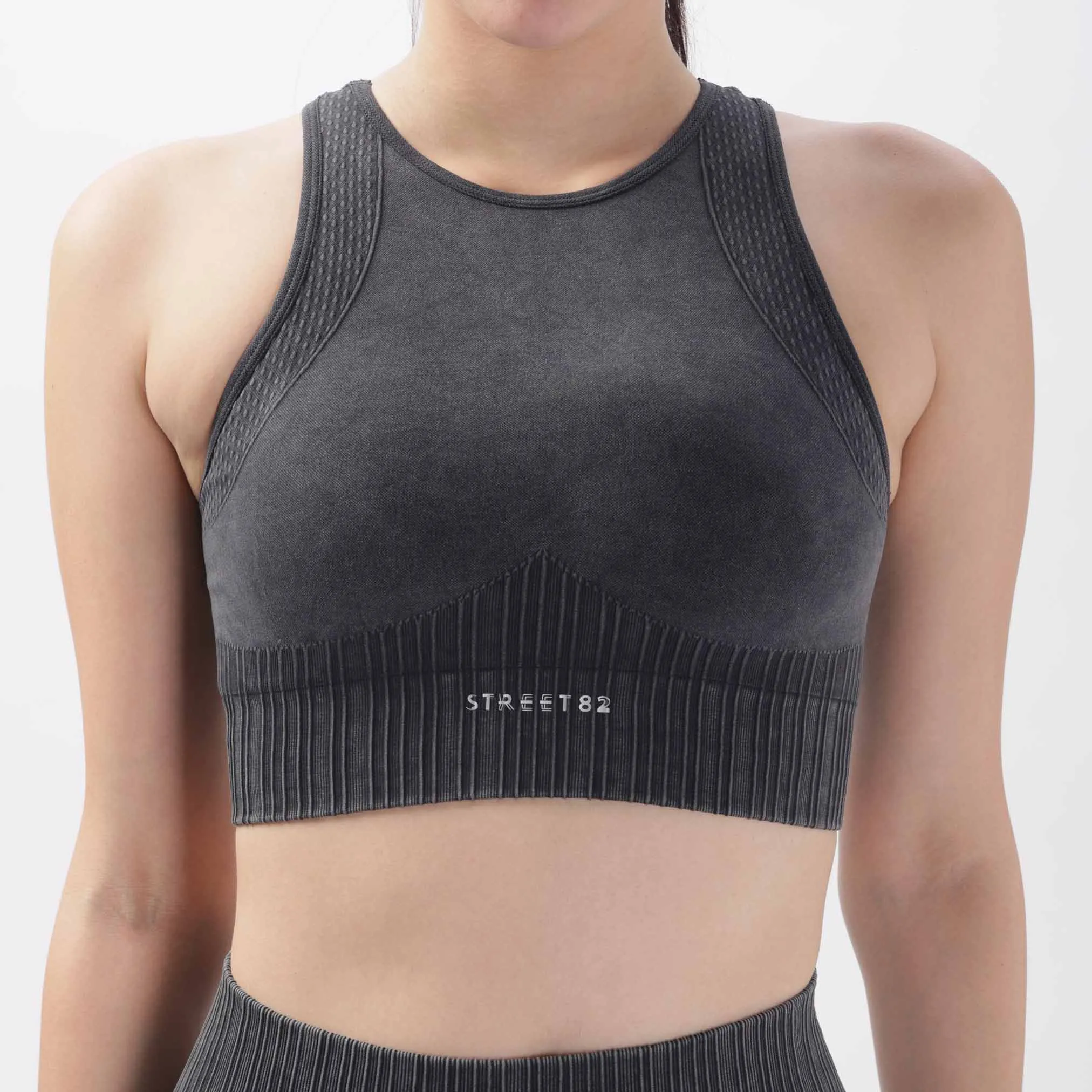 Fade Look Knitted Push-Up Bra Fitness Vest