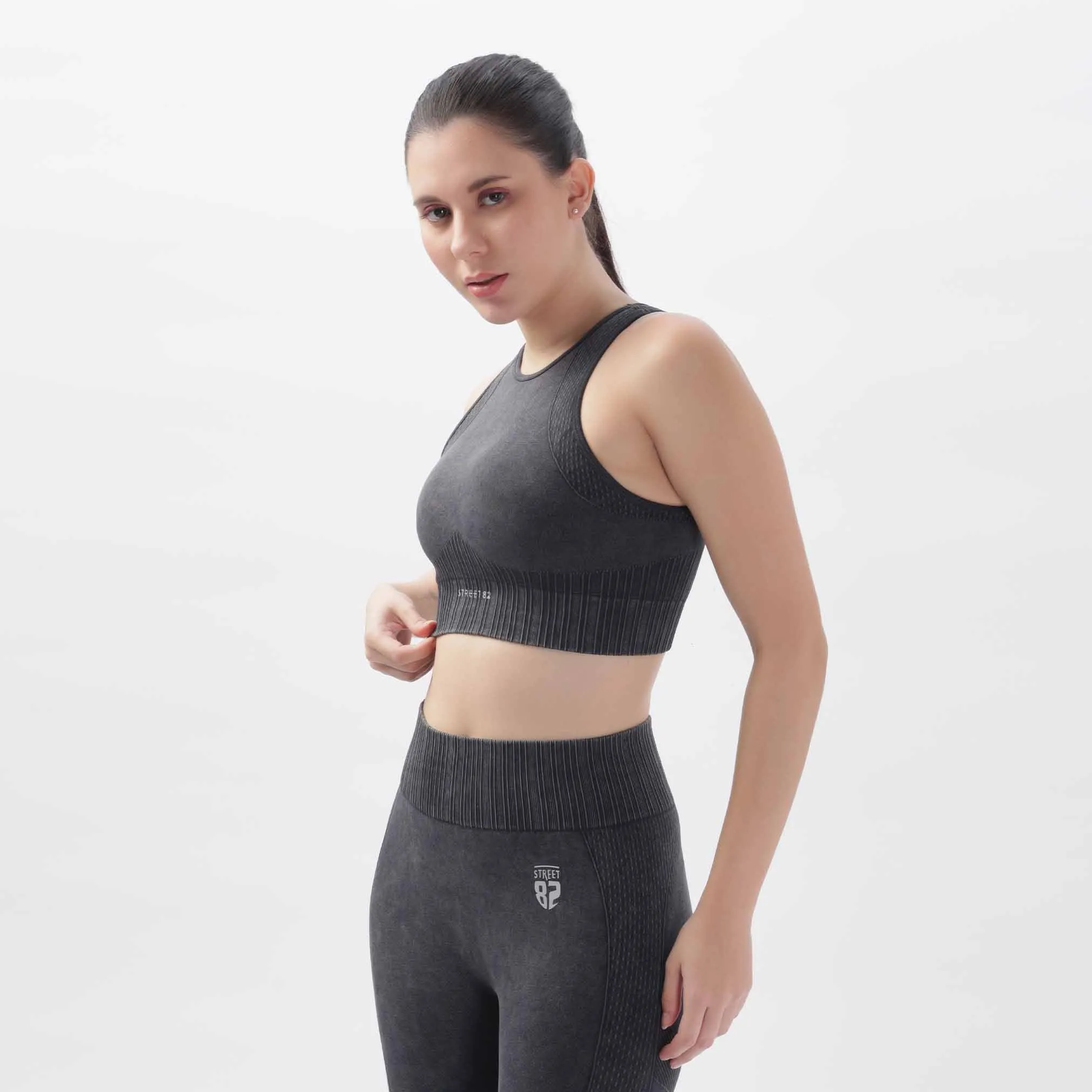 Fade Look Knitted Push-Up Bra Fitness Vest