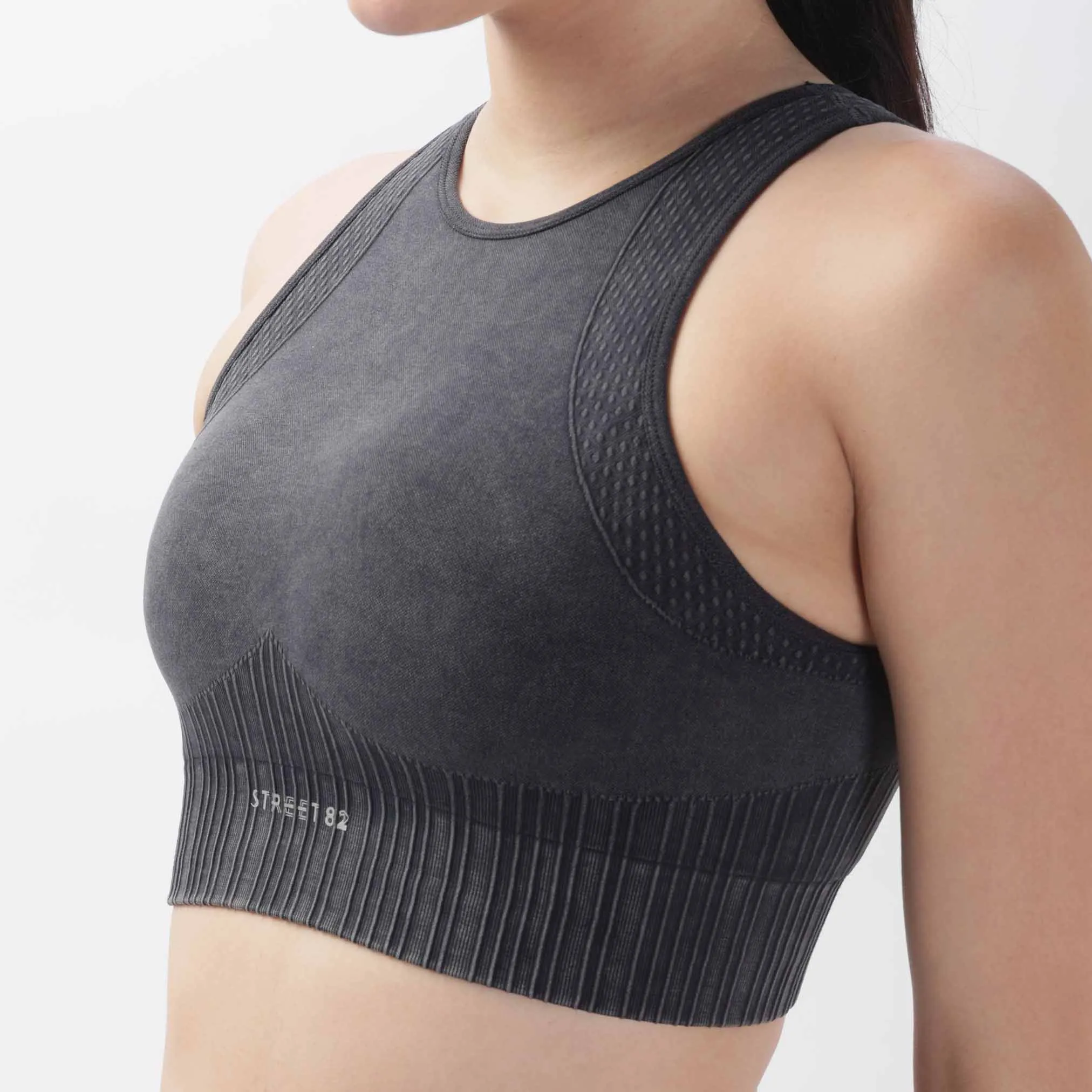 Fade Look Knitted Push-Up Bra Fitness Vest