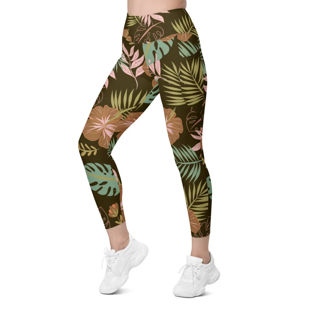 Fall Floral Leggings with Pockets