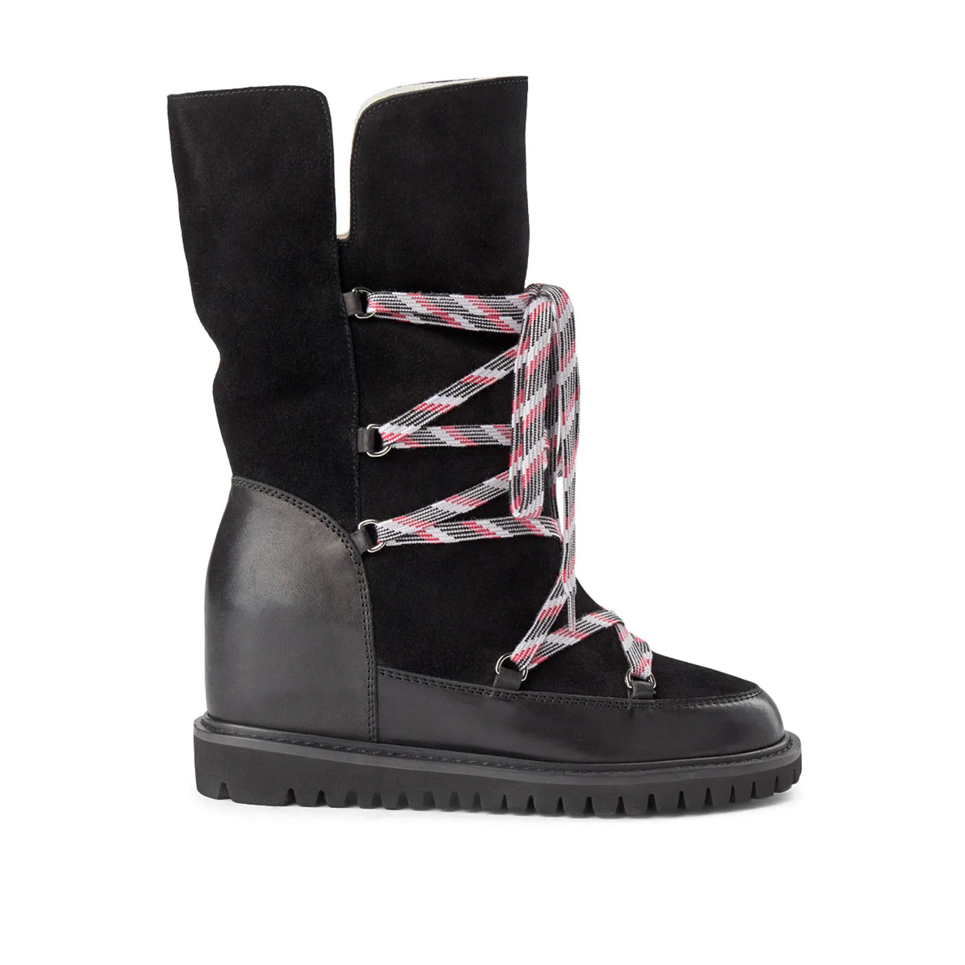 Fara Snow Suede Wedge Boot - BLACK