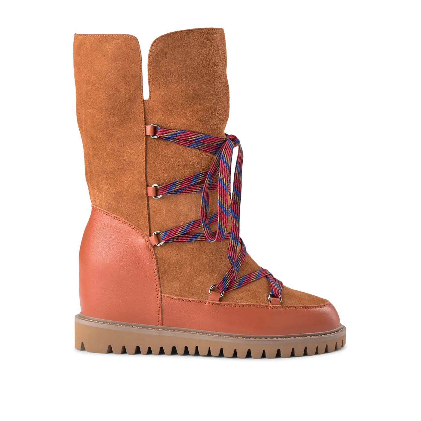 Fara Snow Suede Wedge Boot - TAN