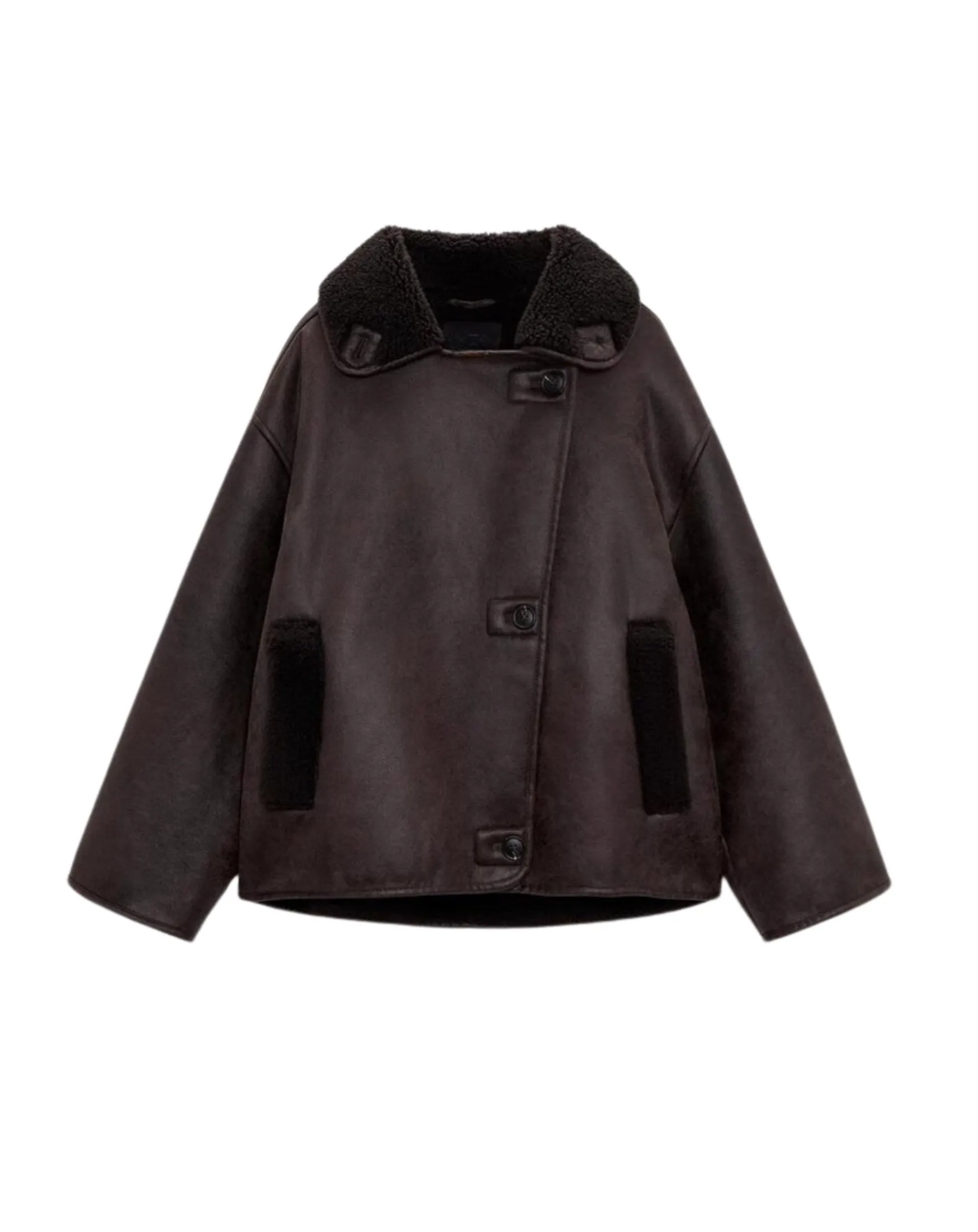 Fashionkova Minsa Shearling-Lined Faux Leather Jacket