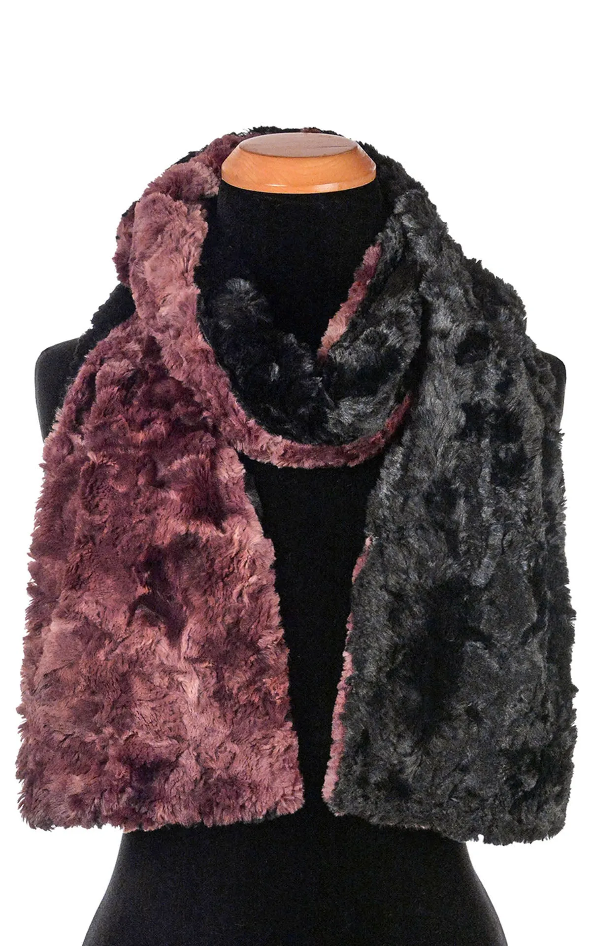 Faux Fur Gift Set - Two-Tone Scarf, Cuffed Pillbox and Fingerless Gloves in Thistle