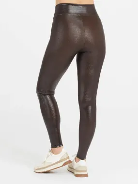 Faux Leather Croc Shine Leggings SPANX - Brown Black