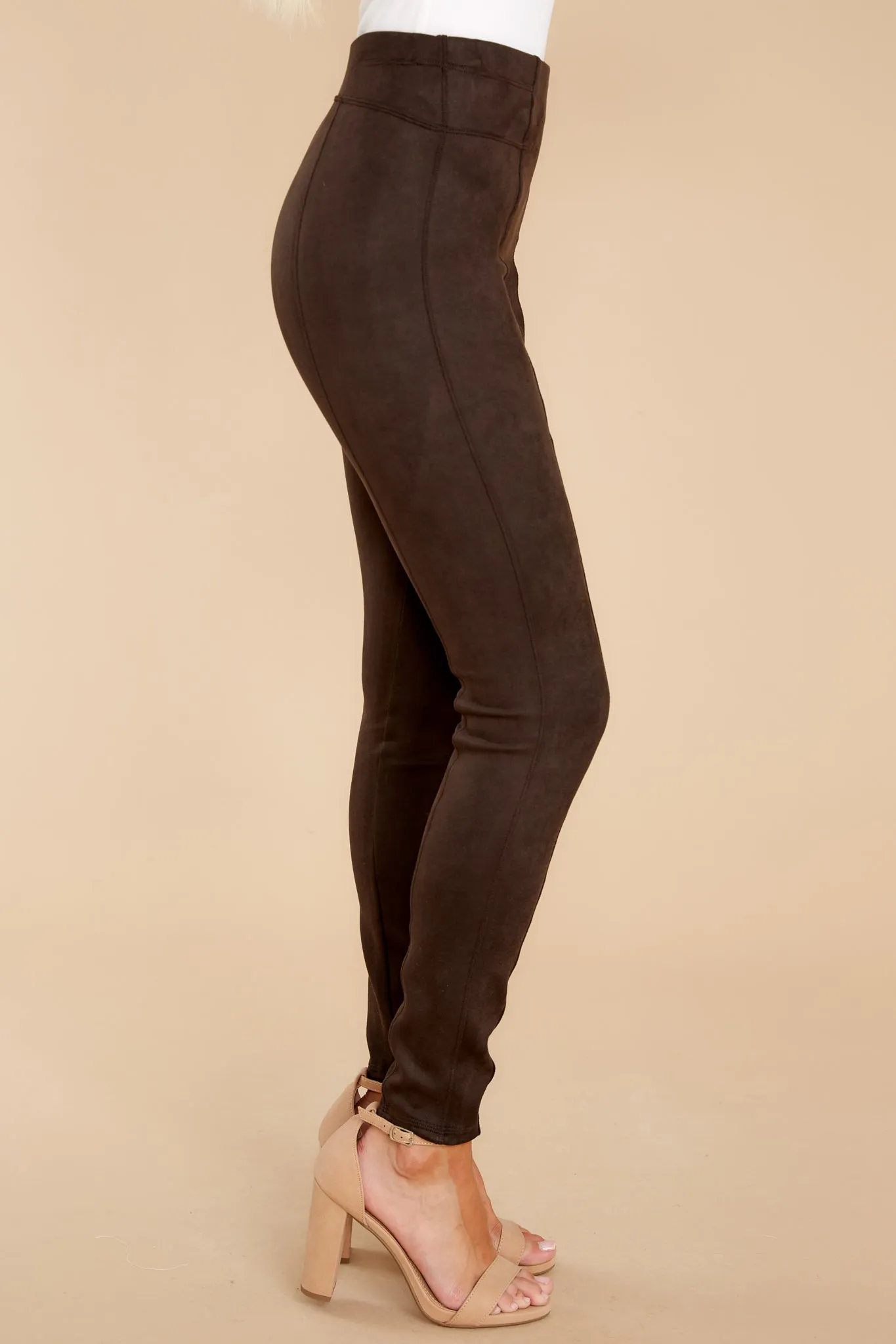 Faux Suede Chocolate Brown Leggings