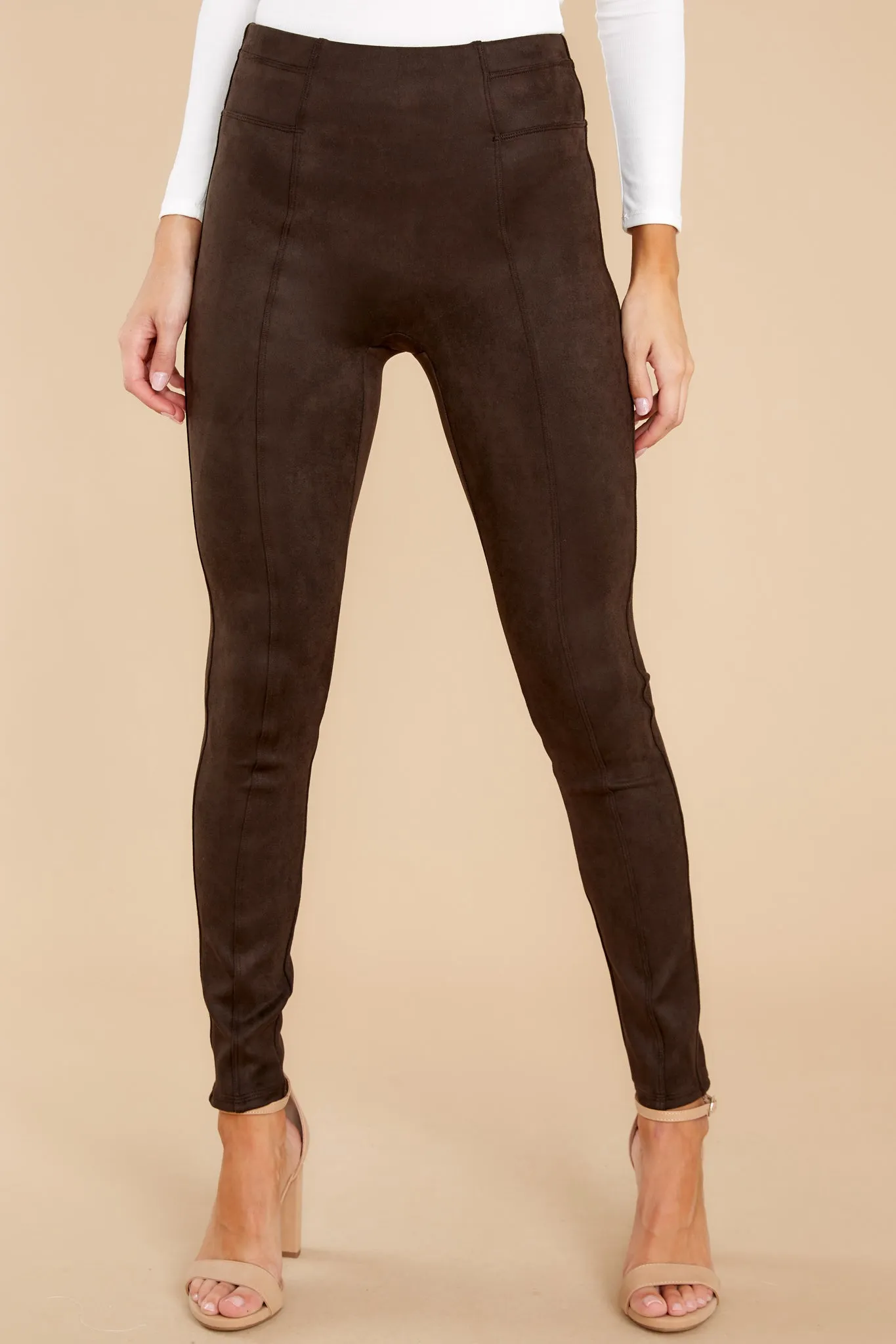 Faux Suede Chocolate Brown Leggings