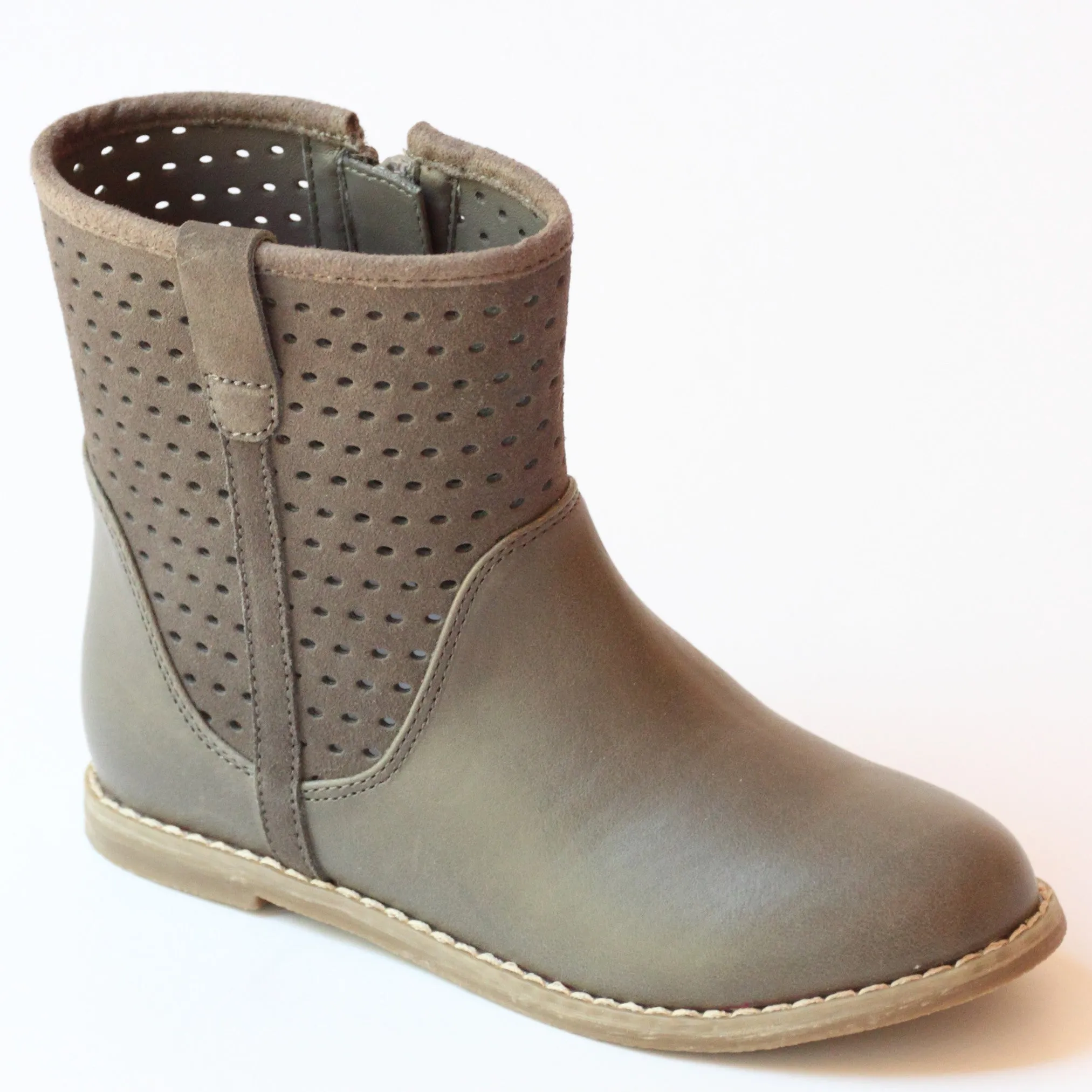 FINAL SALE - L'Amour Girls Suede Perforated Ankle Boots