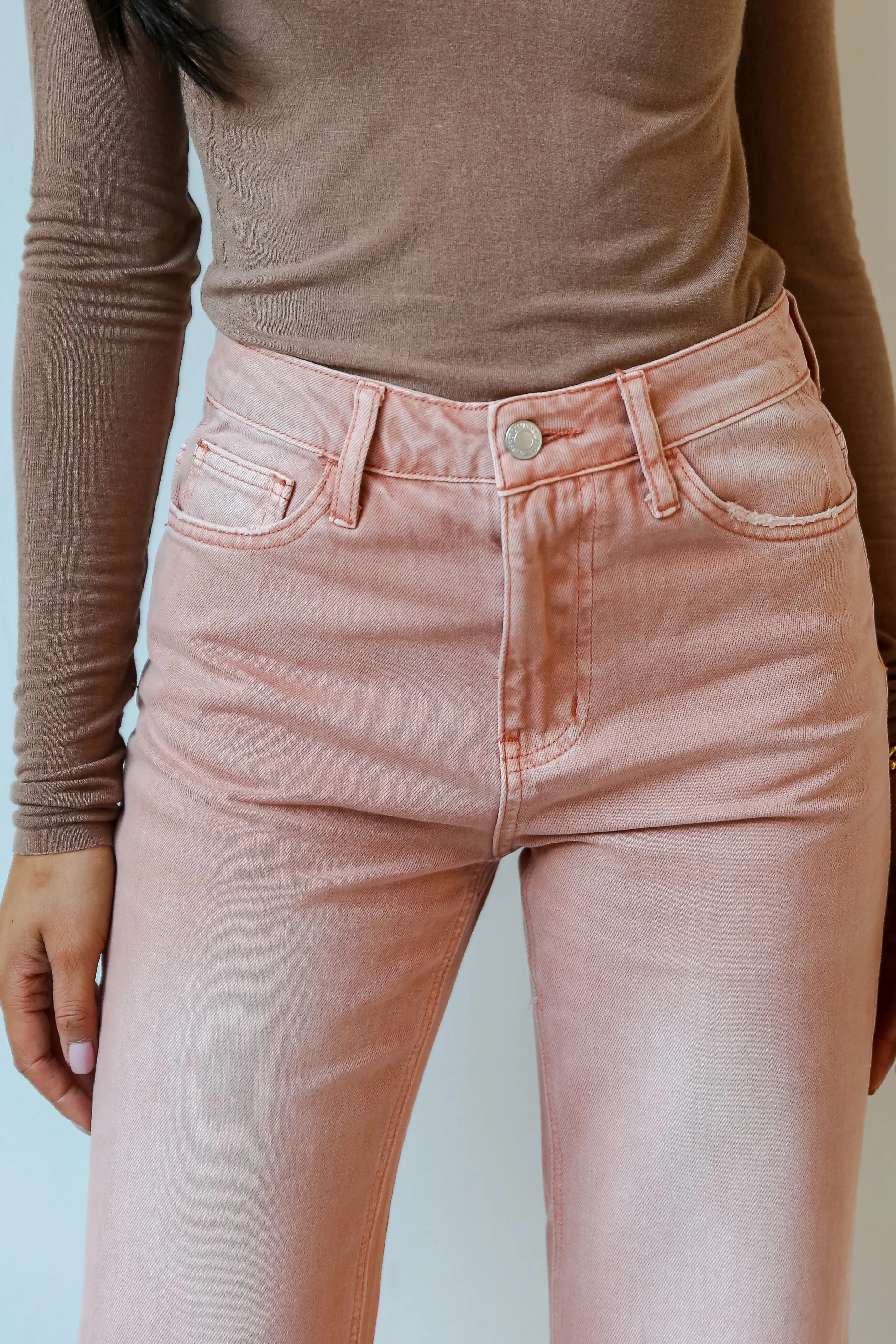 FINAL SALE - Number One Choice Mauve Distressed Flare Jeans