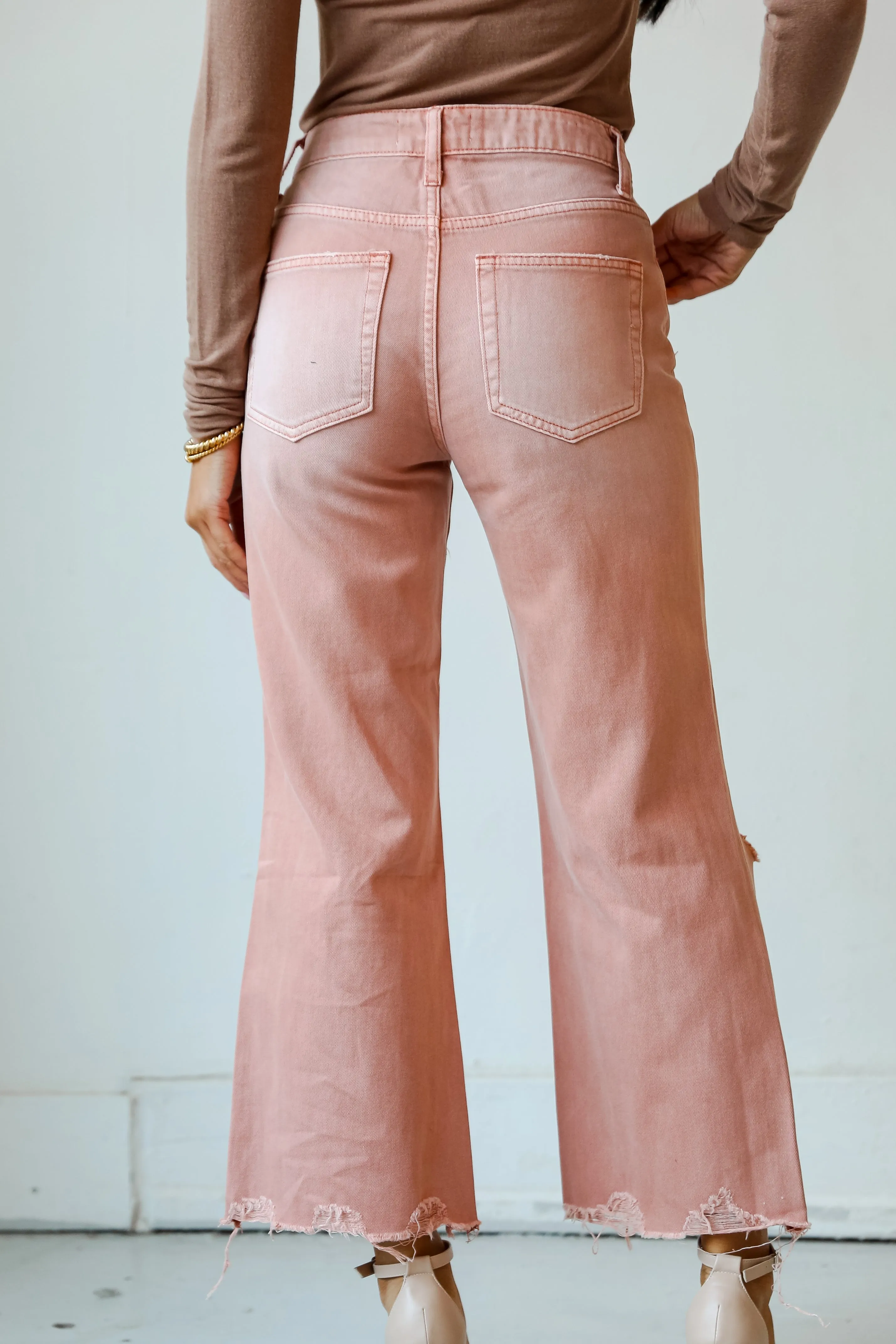 FINAL SALE - Number One Choice Mauve Distressed Flare Jeans