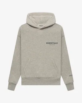 FOG ESSENTIALS FW21 CHEST LOGO PULLOVER HEATHER OATMEAL HOODIE KIDS