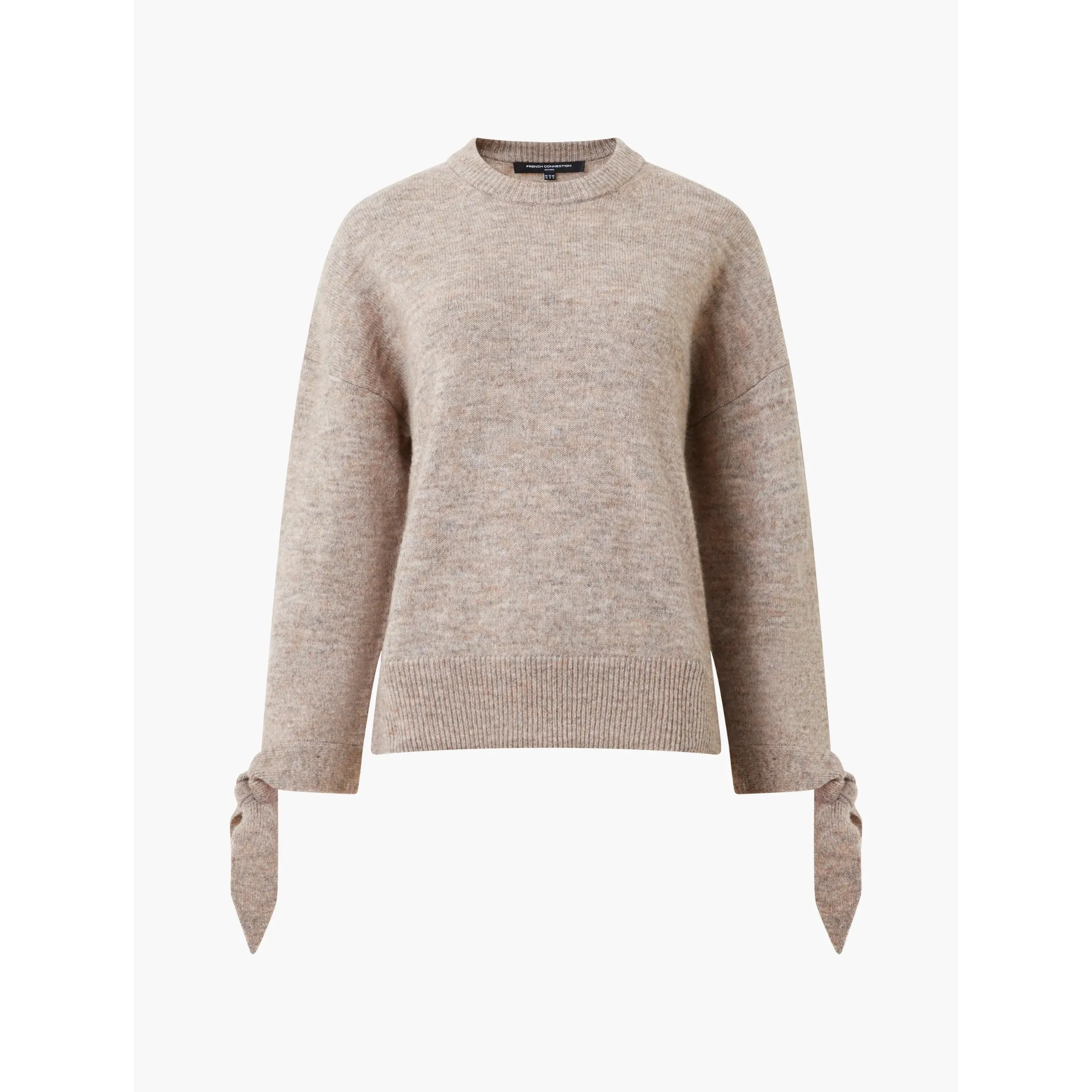 French Connection Kezia TieUp Sleeve Jumper in Taupe Melange 78XFF