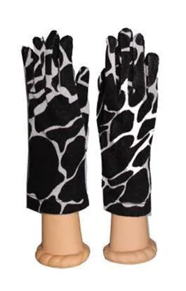 Giraffe Print Scarf and Glove Set-Black/White