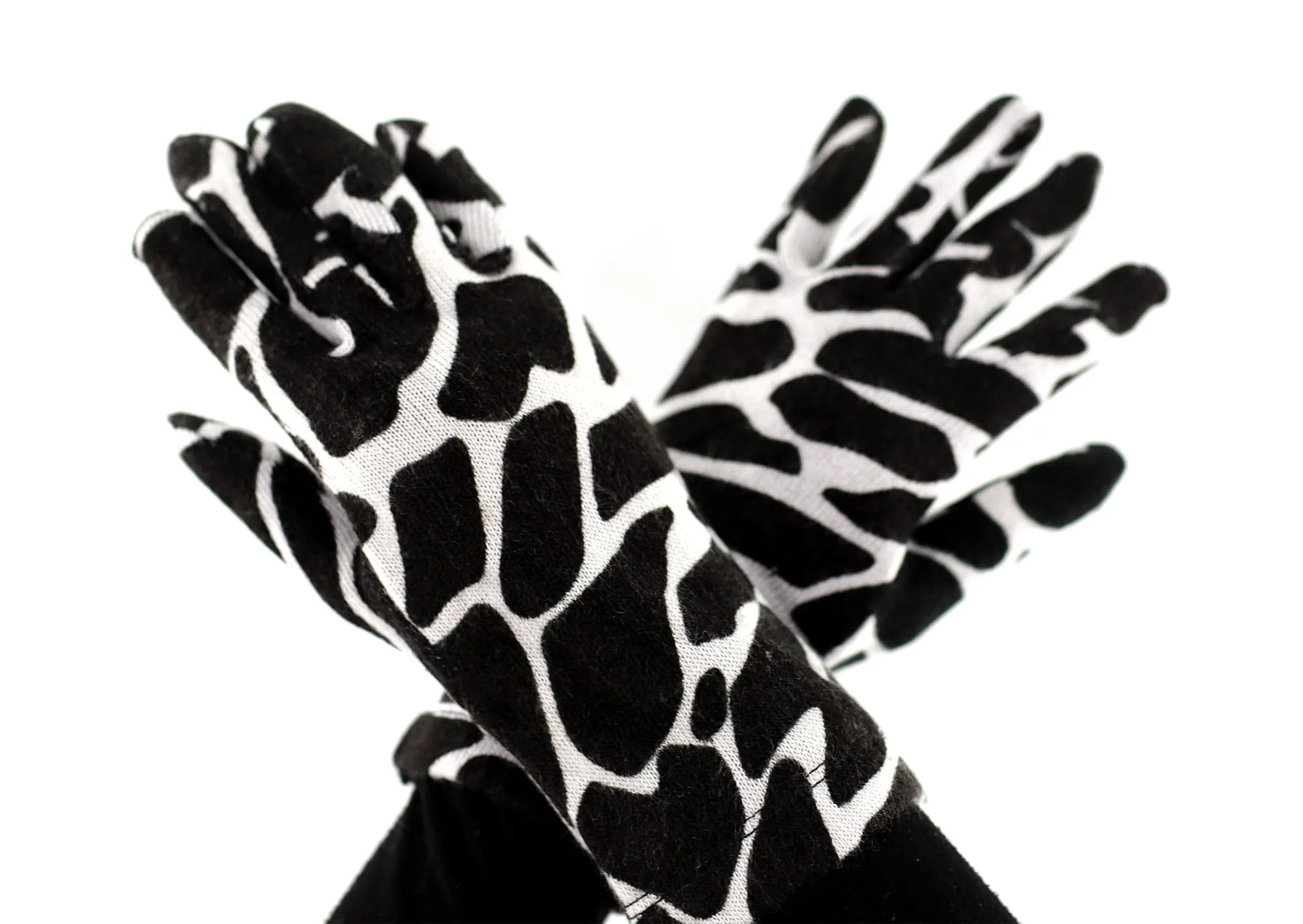 Giraffe Print Scarf and Glove Set-Black/White