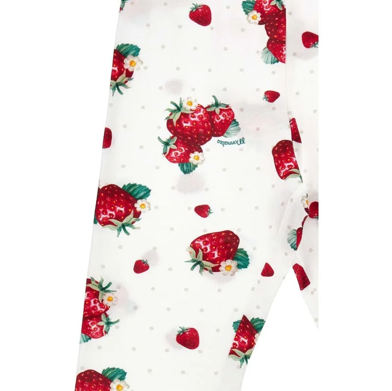 Girls White Strawberry Leggings