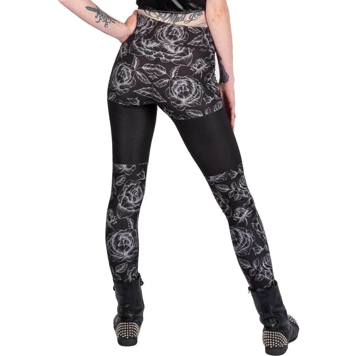 Goth Rose Cross High Waist Leggings