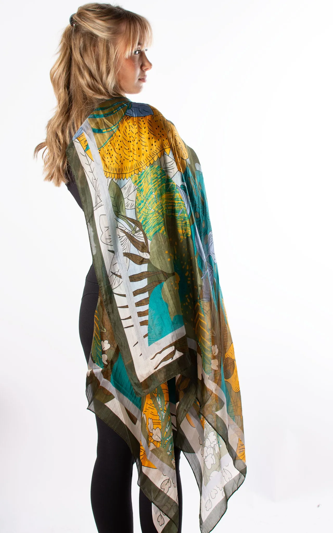 Green & Teal Chameleon Silk Scarf