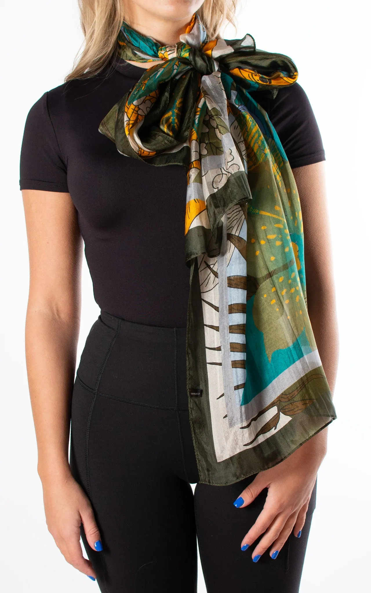 Green & Teal Chameleon Silk Scarf