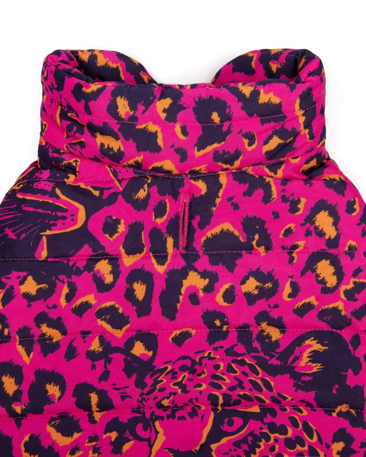 Hidden Leopard Print Dogs Quilted Puffer Jacket - Pink