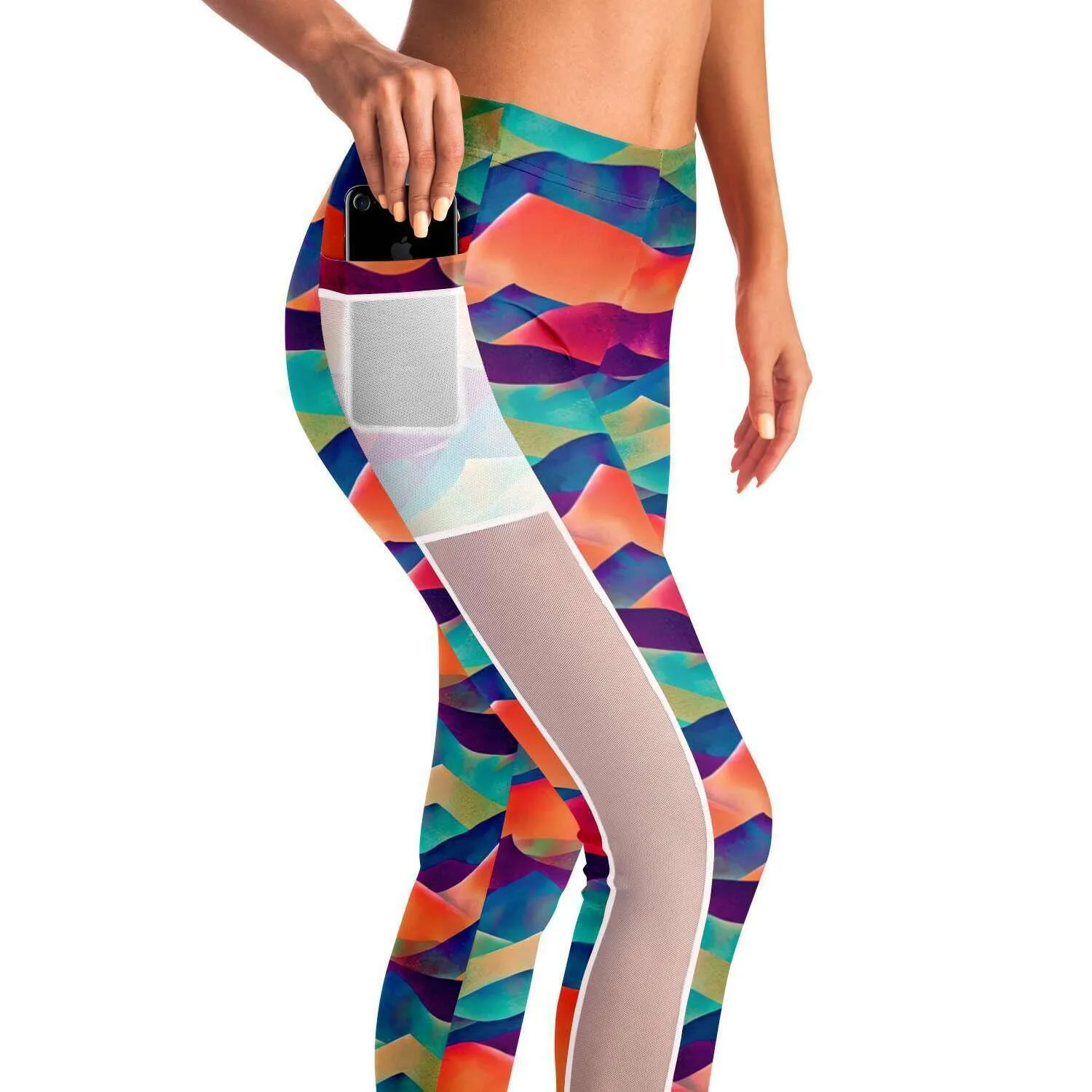 High-Performance Mesh Pocket Leggings - Colorful & Stretchy Activewear for Women