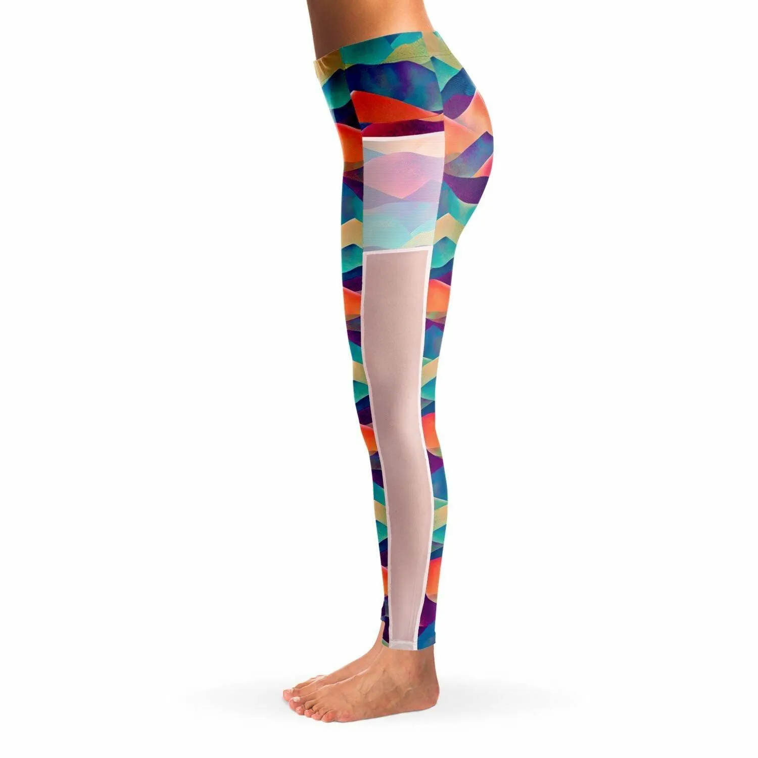 High-Performance Mesh Pocket Leggings - Colorful & Stretchy Activewear for Women