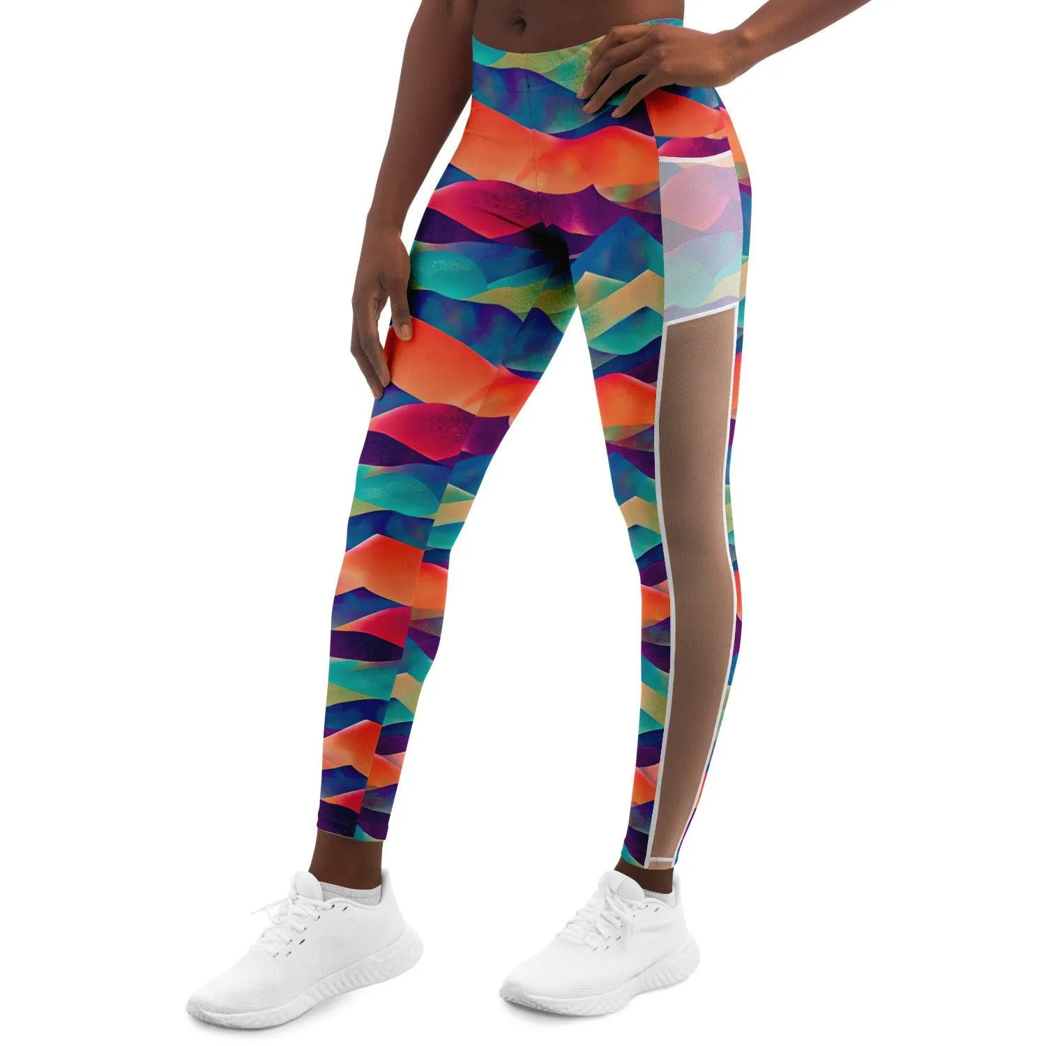 High-Performance Mesh Pocket Leggings - Colorful & Stretchy Activewear for Women