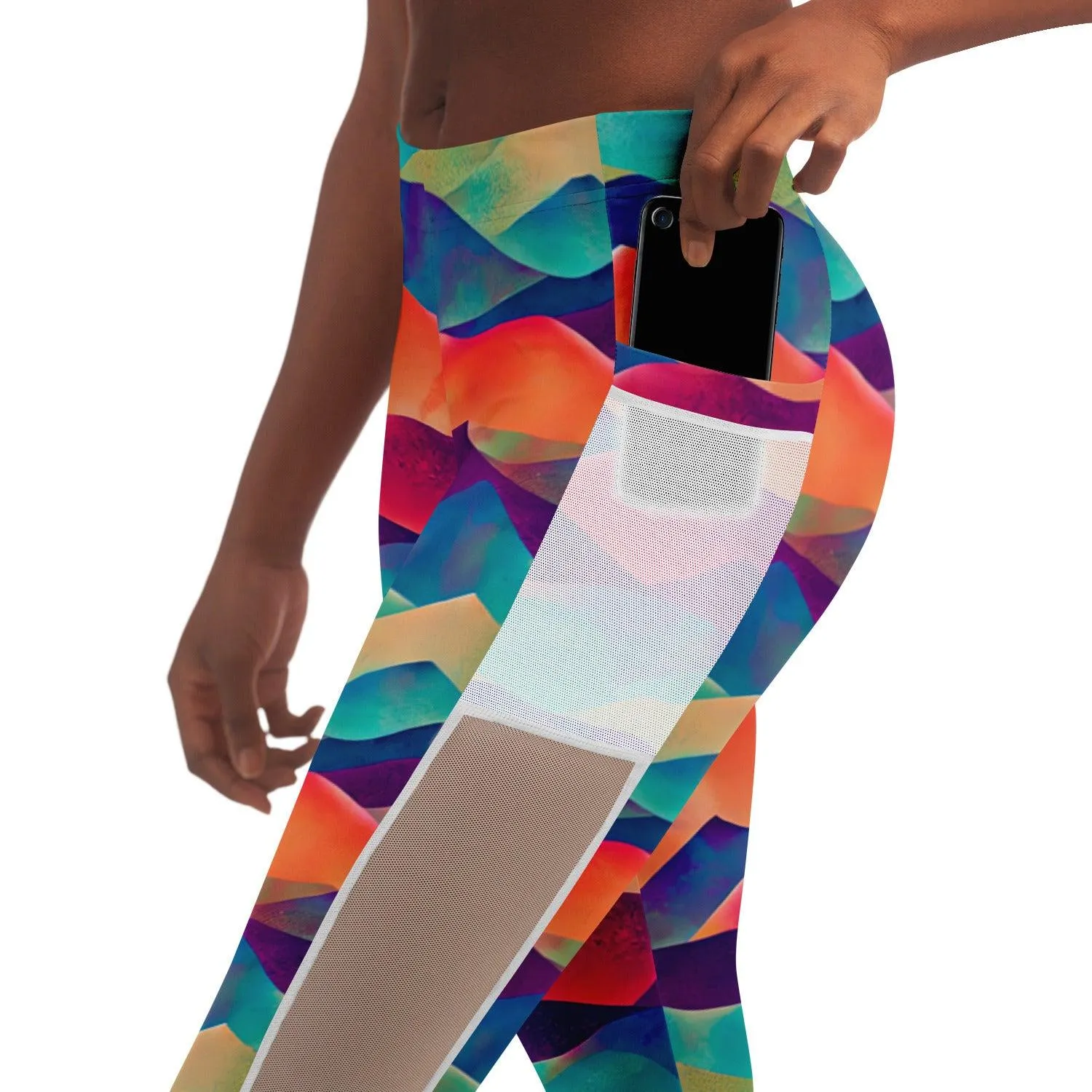 High-Performance Mesh Pocket Leggings - Colorful & Stretchy Activewear for Women