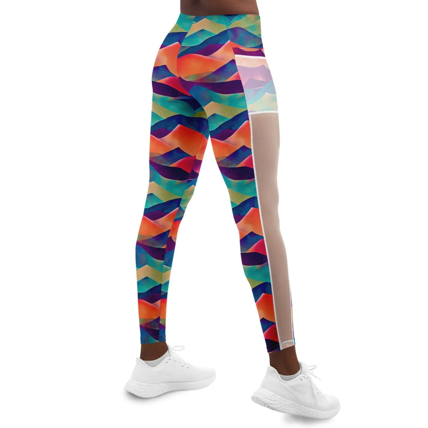 High-Performance Mesh Pocket Leggings - Colorful & Stretchy Activewear for Women