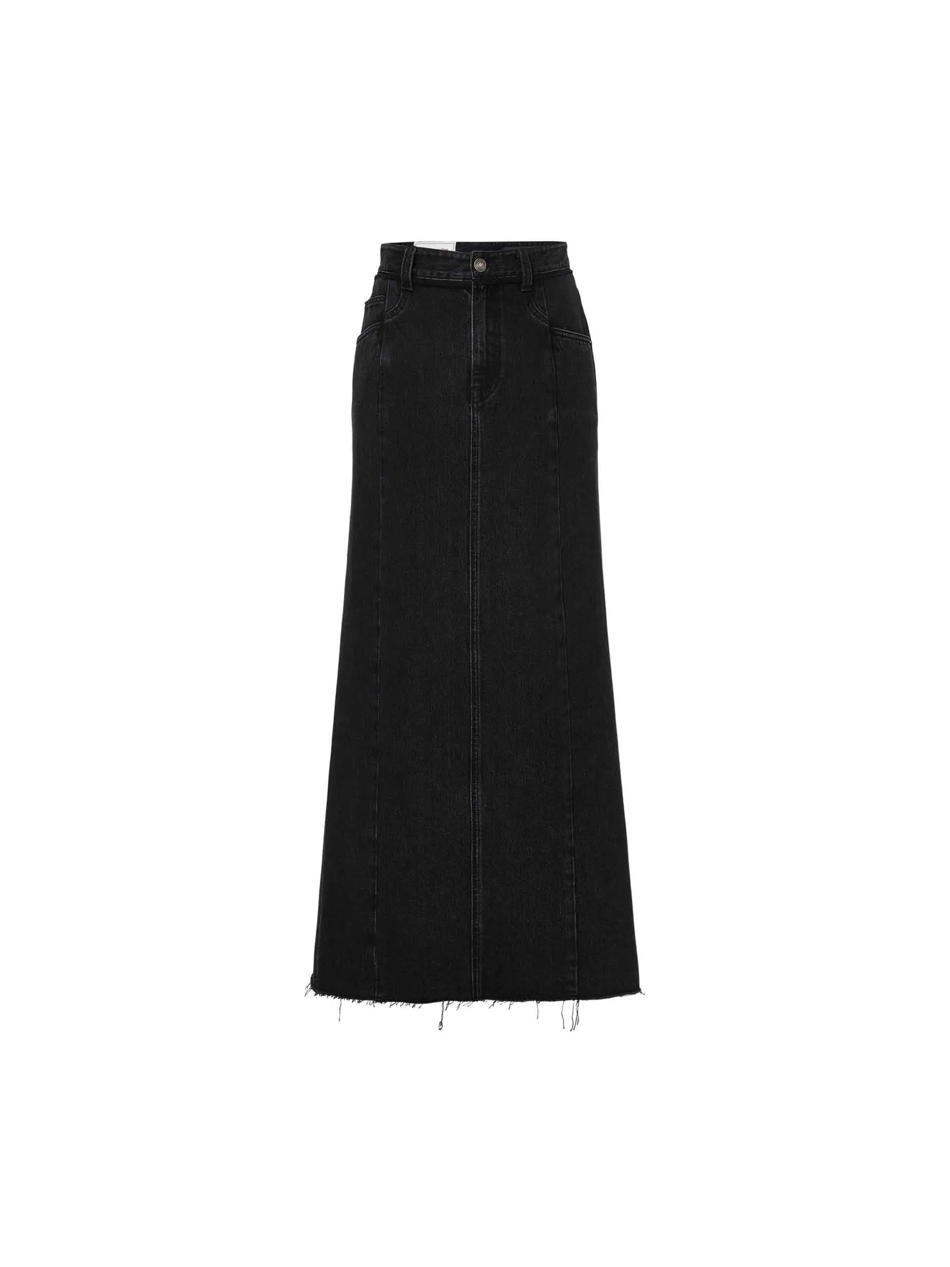 High Waist Denim Maxi Skirt