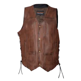 HMM915VB Men's Vintage Brown 10 Pocket Vest