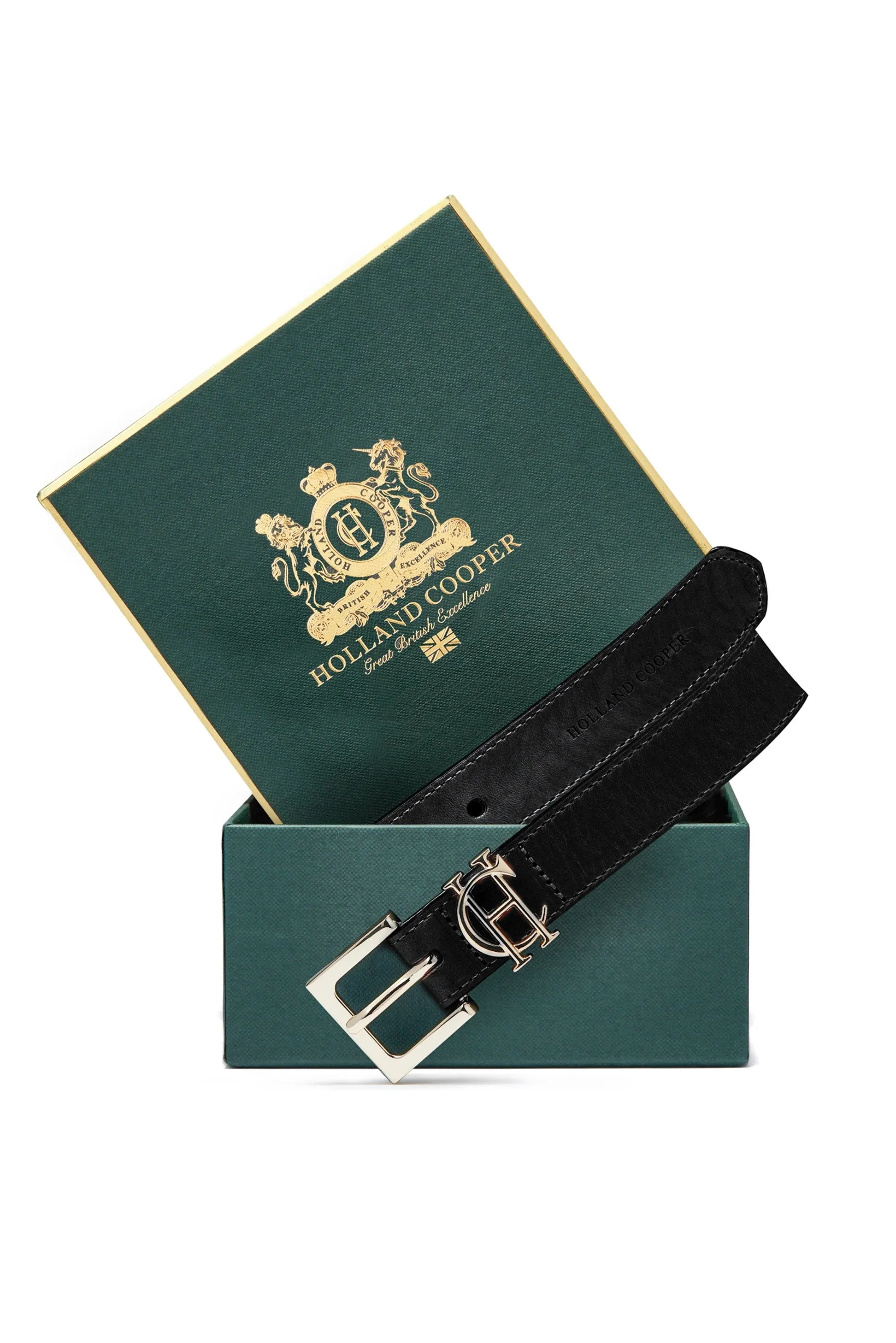 Holland Cooper Slim Logo Ladies Belt in Black