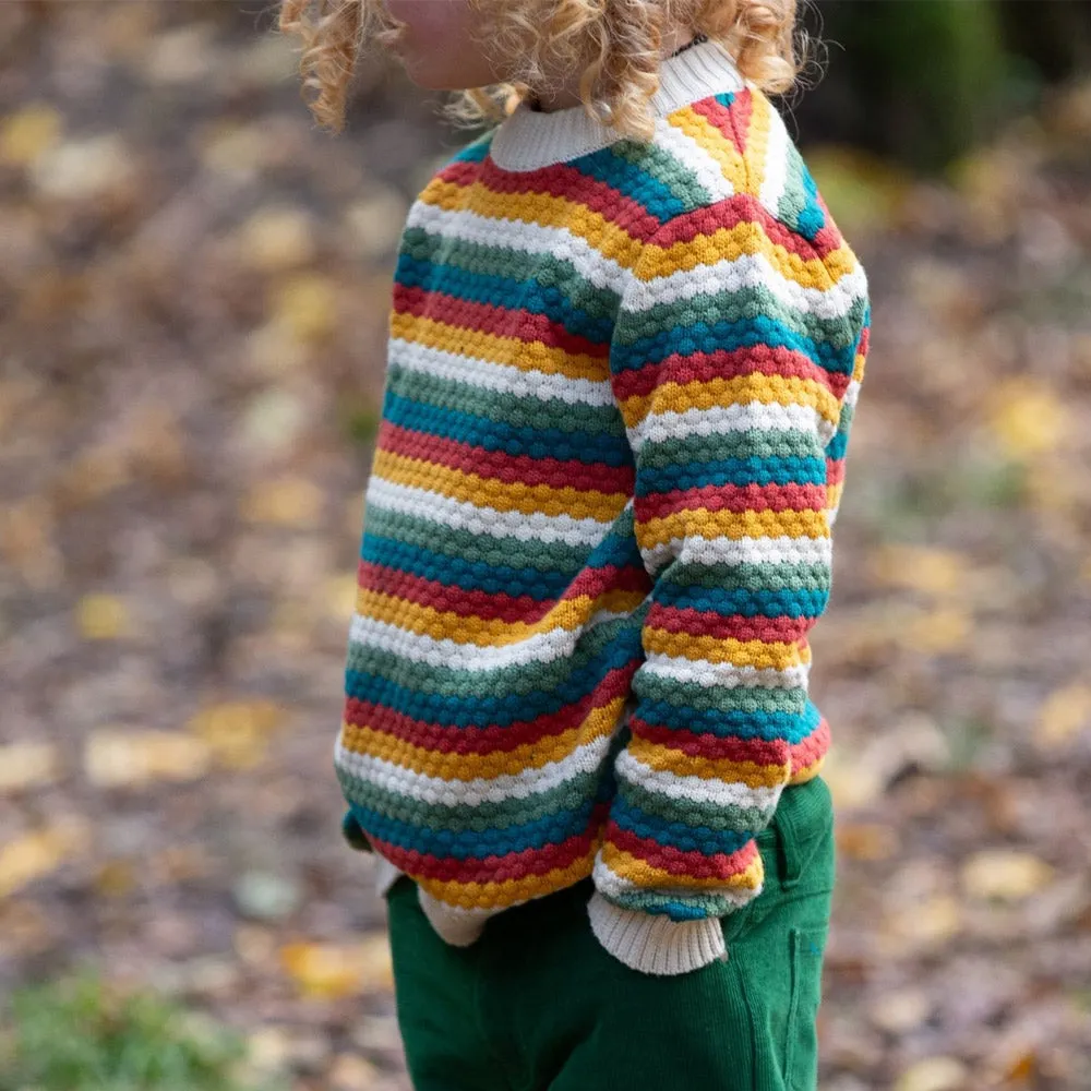 Honeycomb Rainbow Striped Snuggly Knitted Jumper