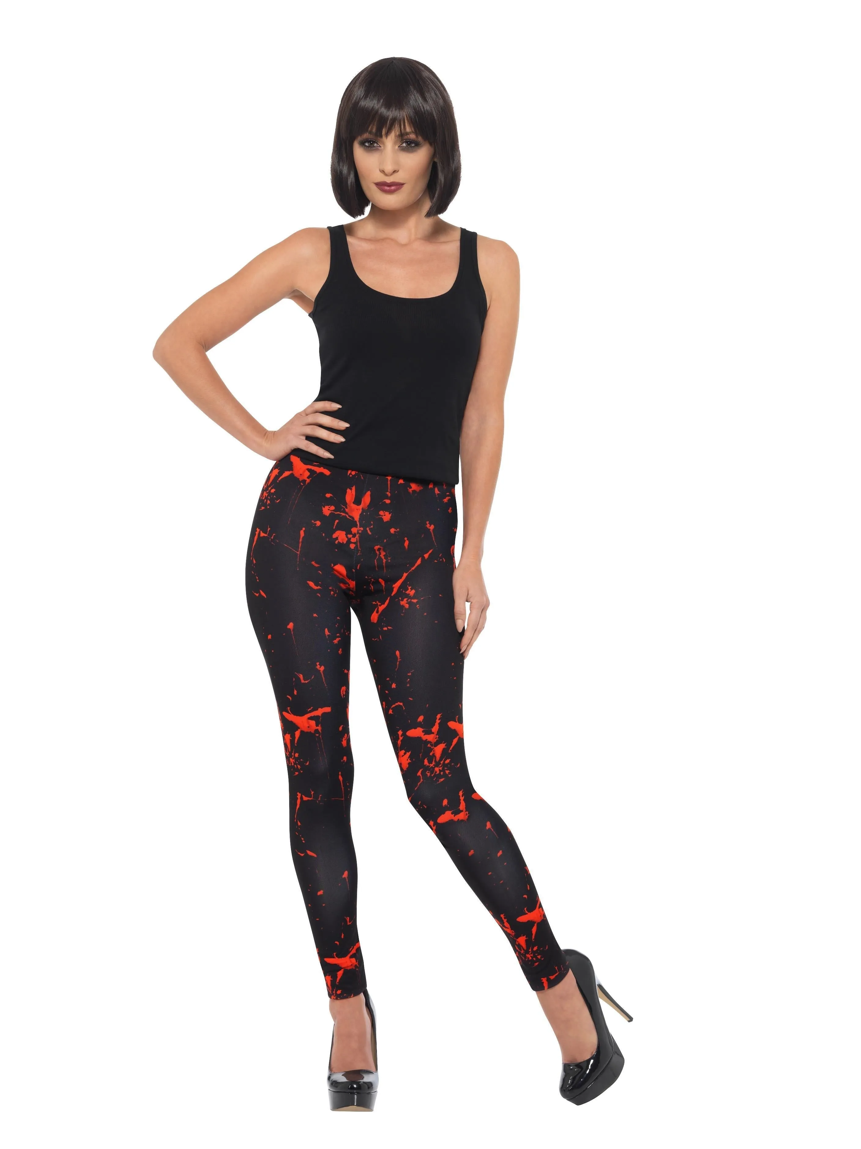 Horror Leggings, Black & Red