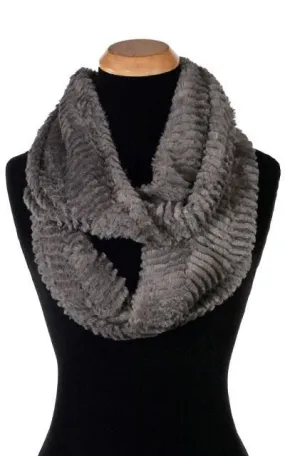 Infinity Scarf - Chevron Faux Fur in Gray