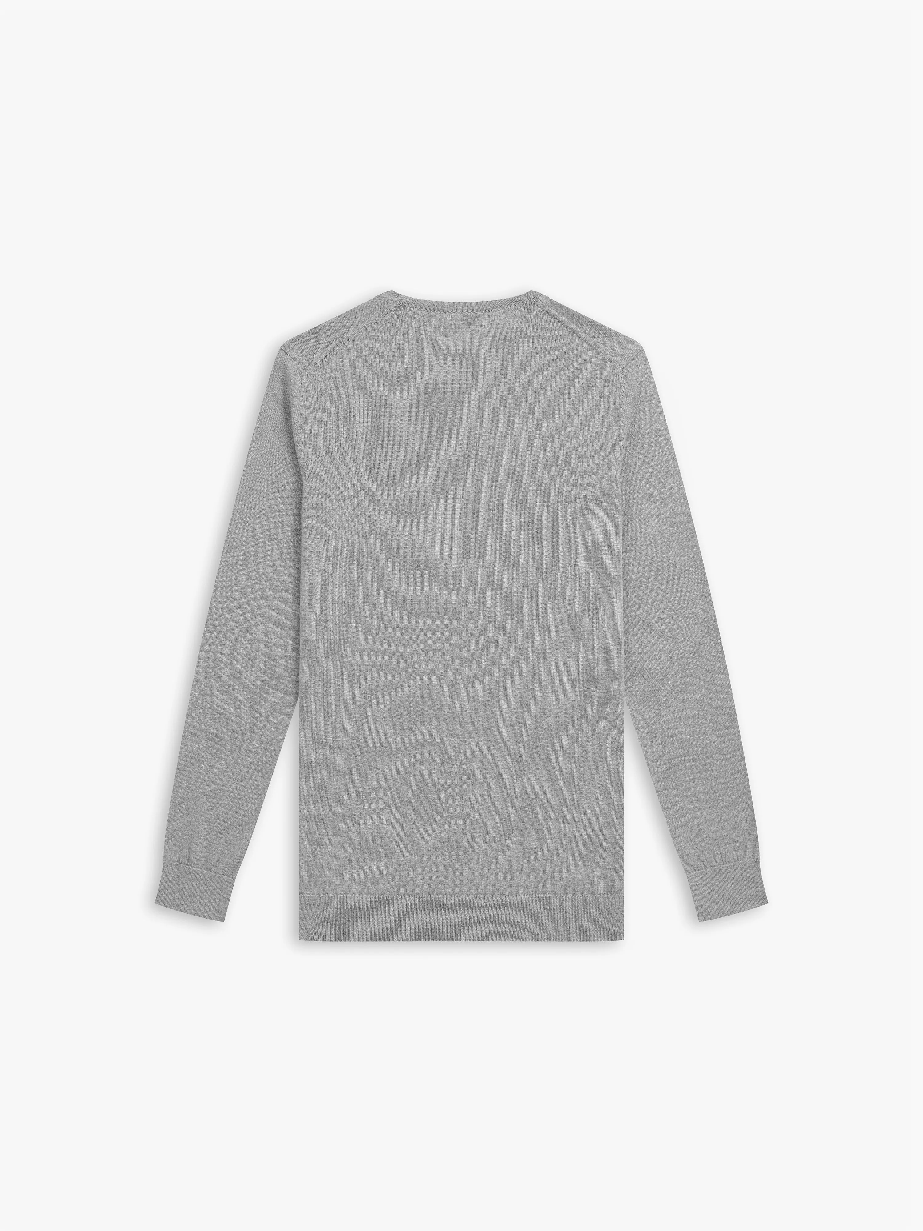 Italian Merino Wool Crew Neck Jumper - Grey Marl