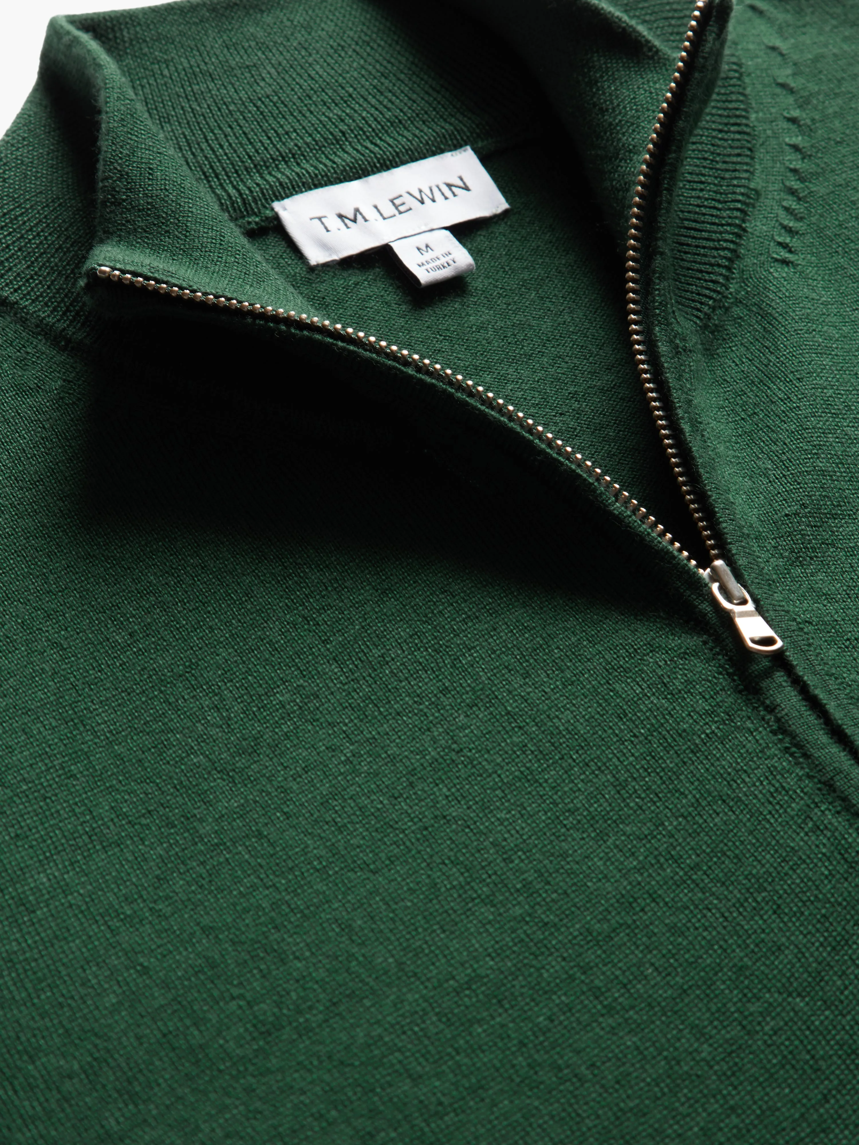 Italian Merino Wool Quarter-Zip Jumper - Dark Green