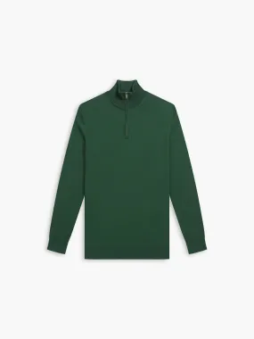 Italian Merino Wool Quarter-Zip Jumper - Dark Green