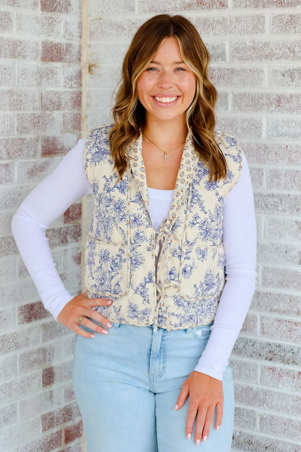 January & May - You Found Me Floral Quilted Vest