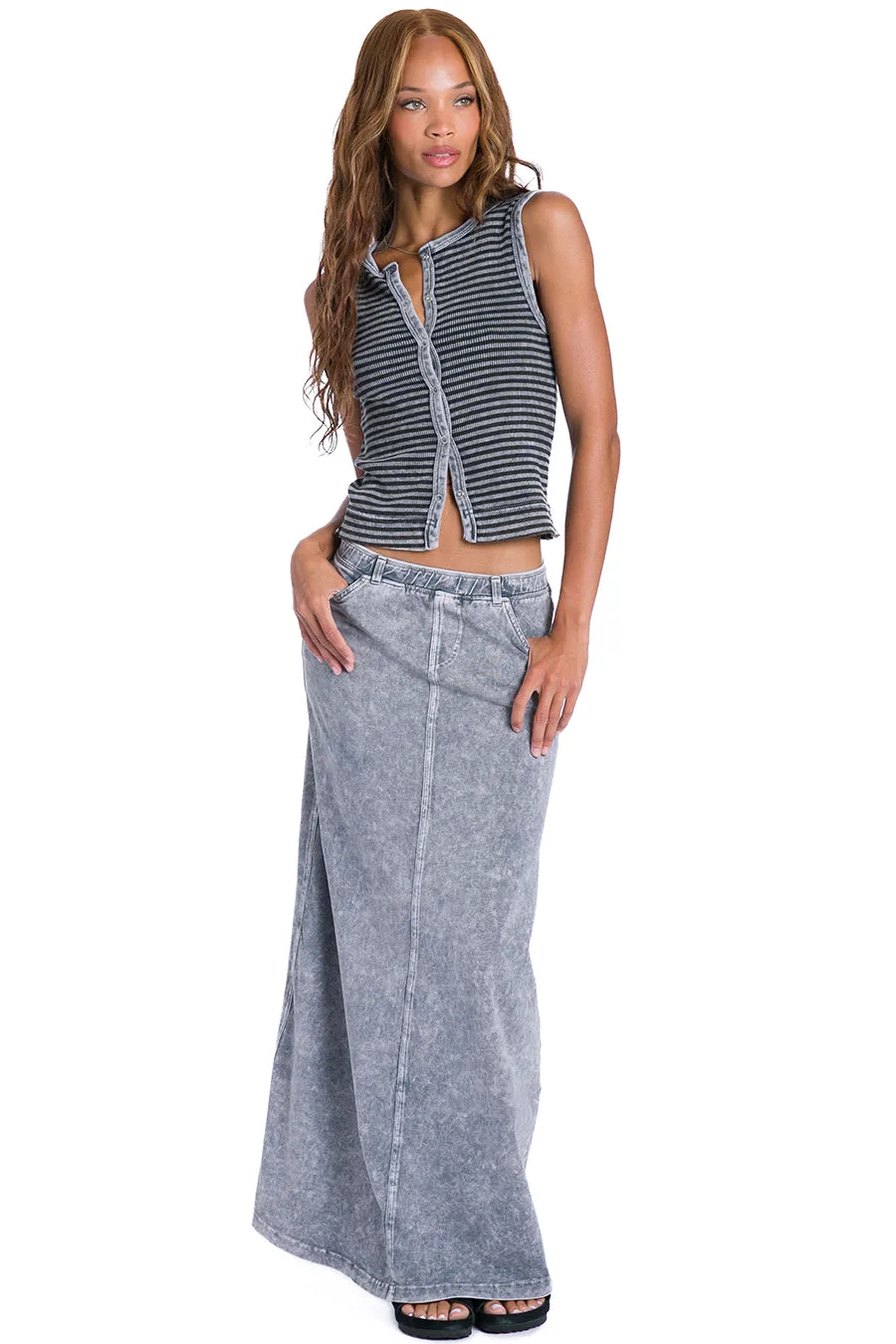 Jean A-Line Maxi Skirt