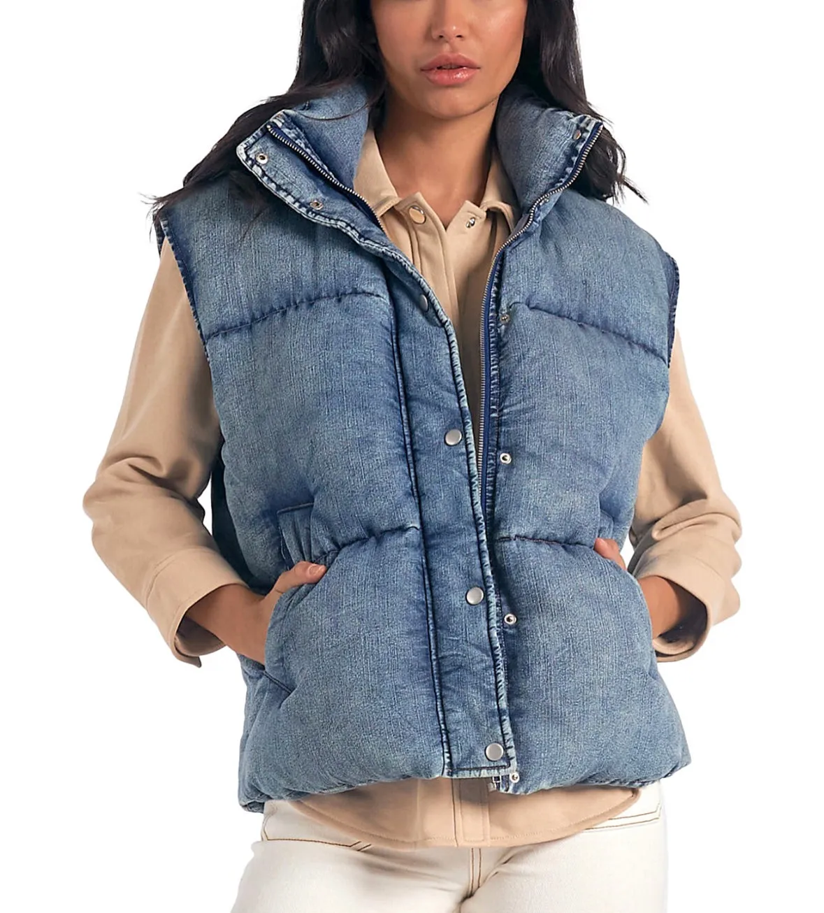 Jemma Denim Puffer Vest (More Colors)